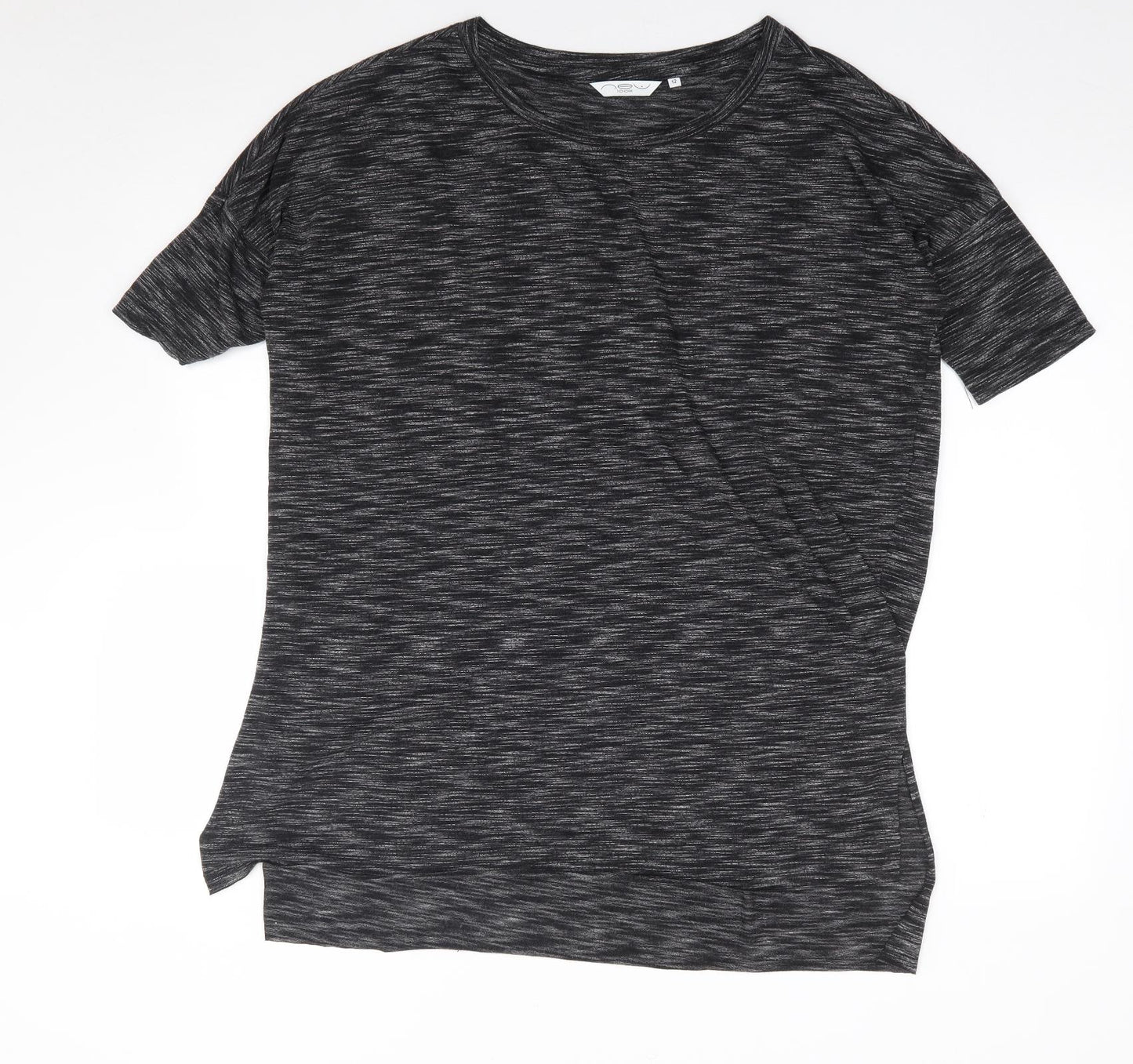 New Look  Womens Grey  Polyester Jersey T-Shirt Size 12 Round Neck