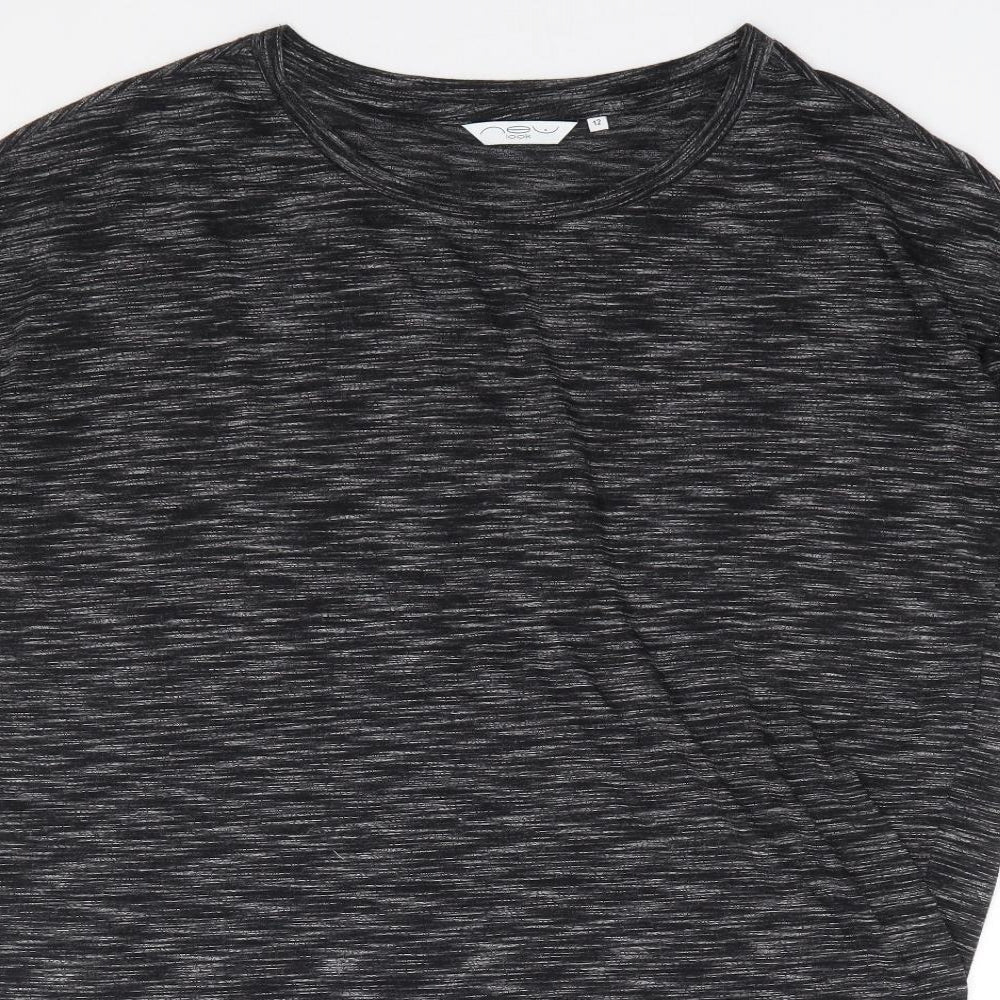 New Look  Womens Grey  Polyester Jersey T-Shirt Size 12 Round Neck