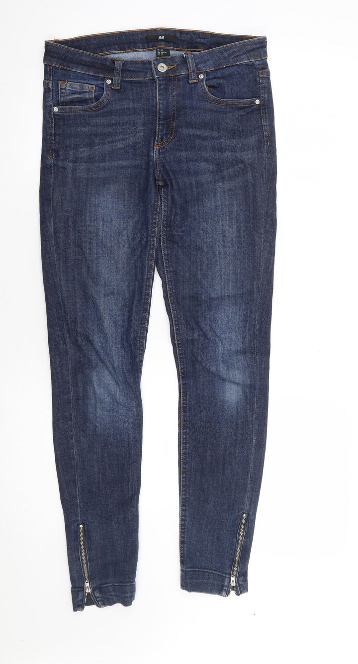H&M  Womens Blue  Cotton Skinny Jeans Size 28 L28 in Regular Zip