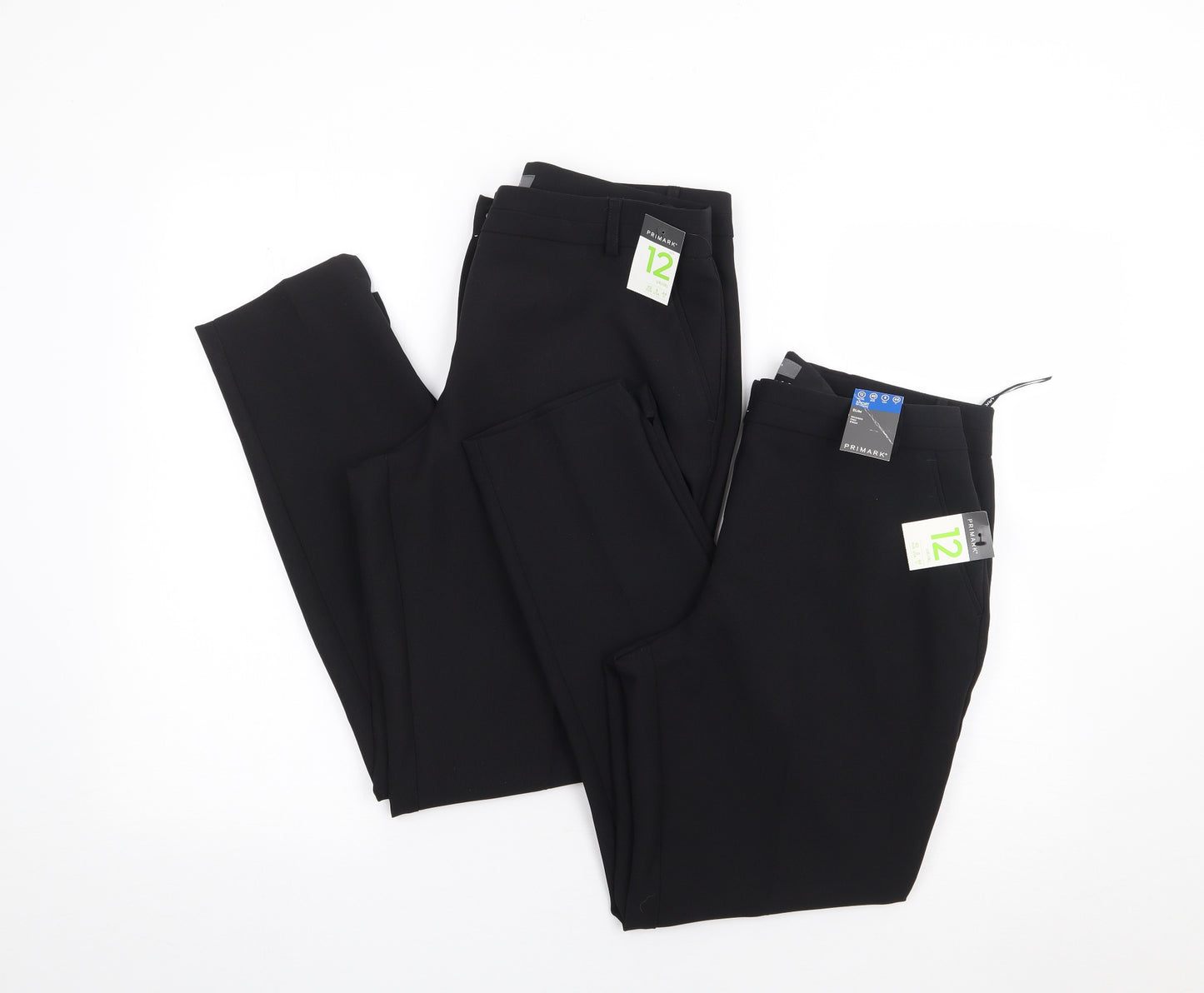 Primark Womens Black  Polyester Trousers  Size 12 L28 in Regular Zip
