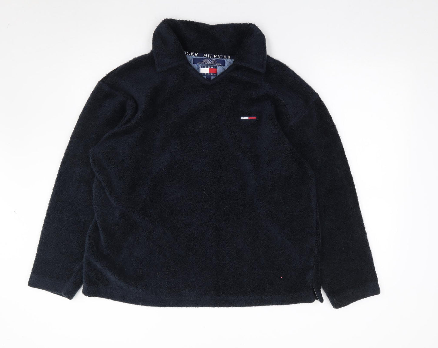 Tommy Hilfiger Mens Blue V-Neck  Acrylic Pullover Jumper Size L