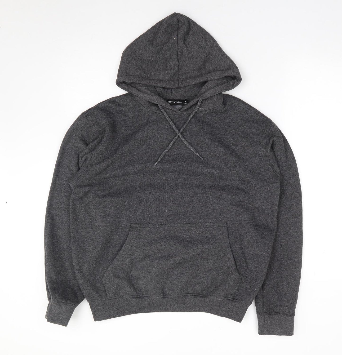 Pretty Little Thing Womens Grey  Cotton Pullover Hoodie Size M  Pullover