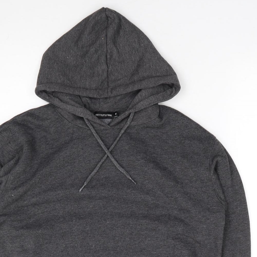 Pretty Little Thing Womens Grey  Cotton Pullover Hoodie Size M  Pullover