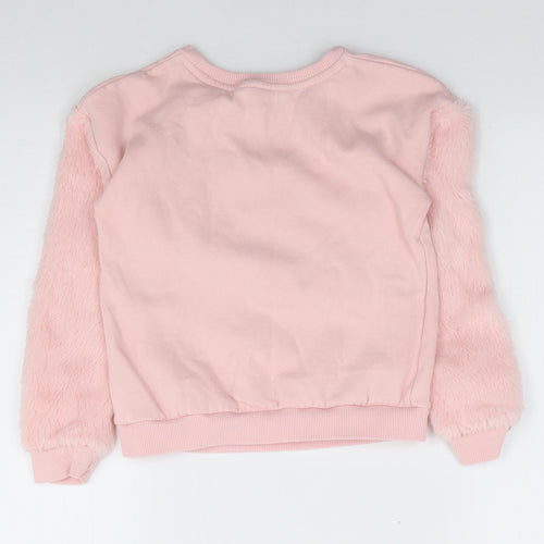 George Girls Pink  Cotton Pullover Sweatshirt Size 7-8 Years  Pullover - Pudsey, Fluffy