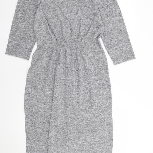 Savida Womens Grey  Polyester Jumper Dress  Size S  V-Neck Pullover