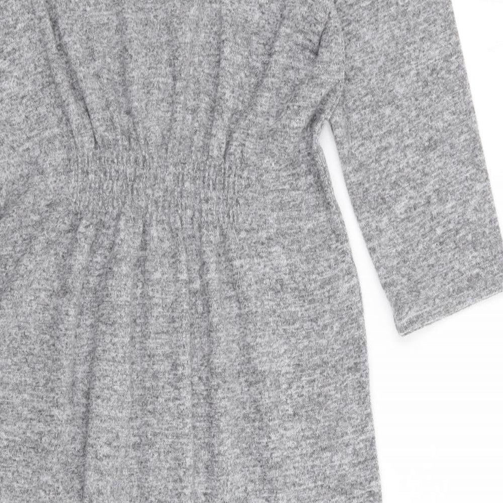 Savida Womens Grey  Polyester Jumper Dress  Size S  V-Neck Pullover
