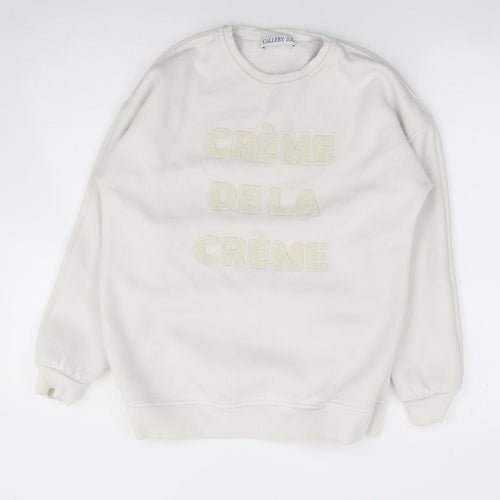 Gallery Womens Ivory  Cotton Pullover Sweatshirt Size XS  Pullover