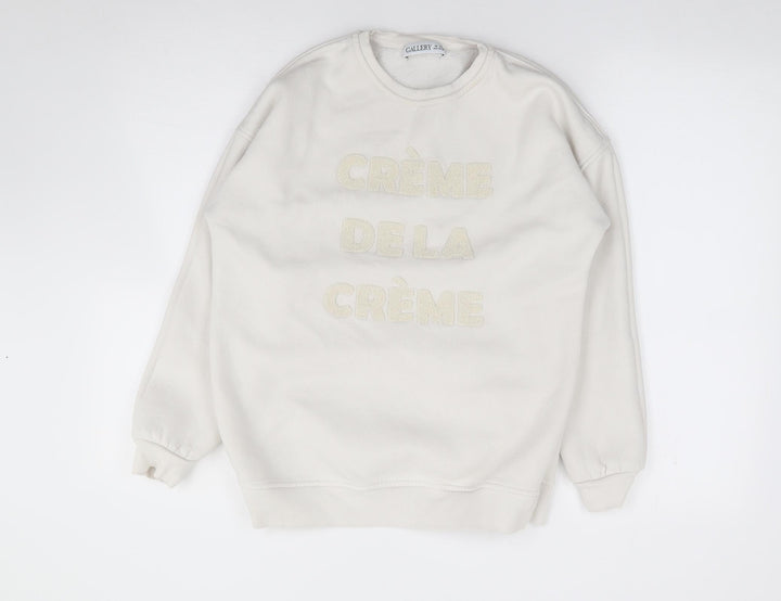 Gallery Womens Ivory Cotton Pullover Sweatshirt Size XS Pullover
