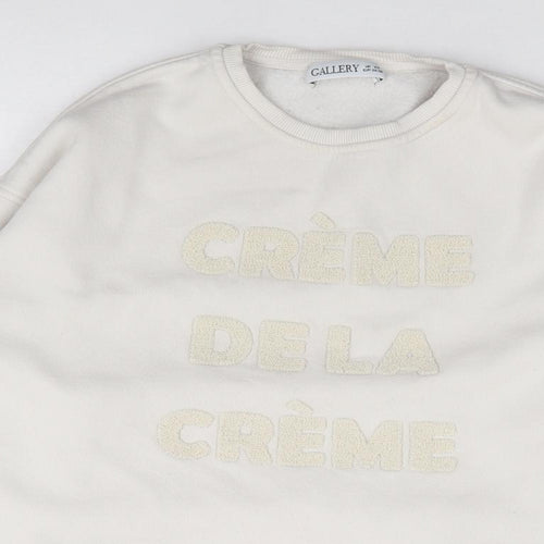 Gallery Womens Ivory  Cotton Pullover Sweatshirt Size XS  Pullover
