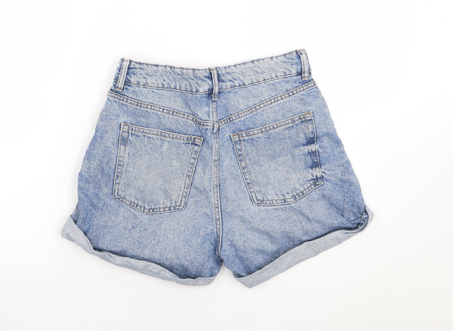 H&M  Womens Blue  Cotton Mom Shorts Size 10 L3 in Regular Zip