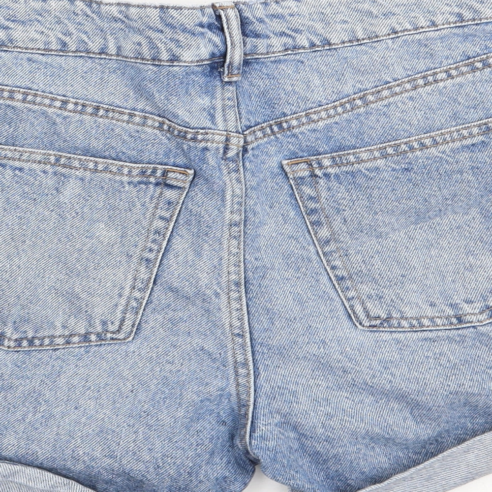 H&M  Womens Blue  Cotton Mom Shorts Size 10 L3 in Regular Zip