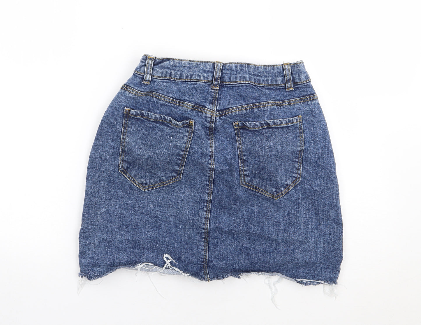 Dunnes Womens Blue  Cotton Mini Skirt Size 8   Zip