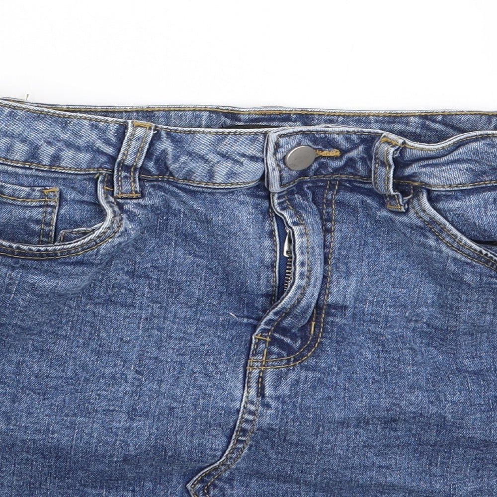 Dunnes Womens Blue  Cotton Mini Skirt Size 8   Zip