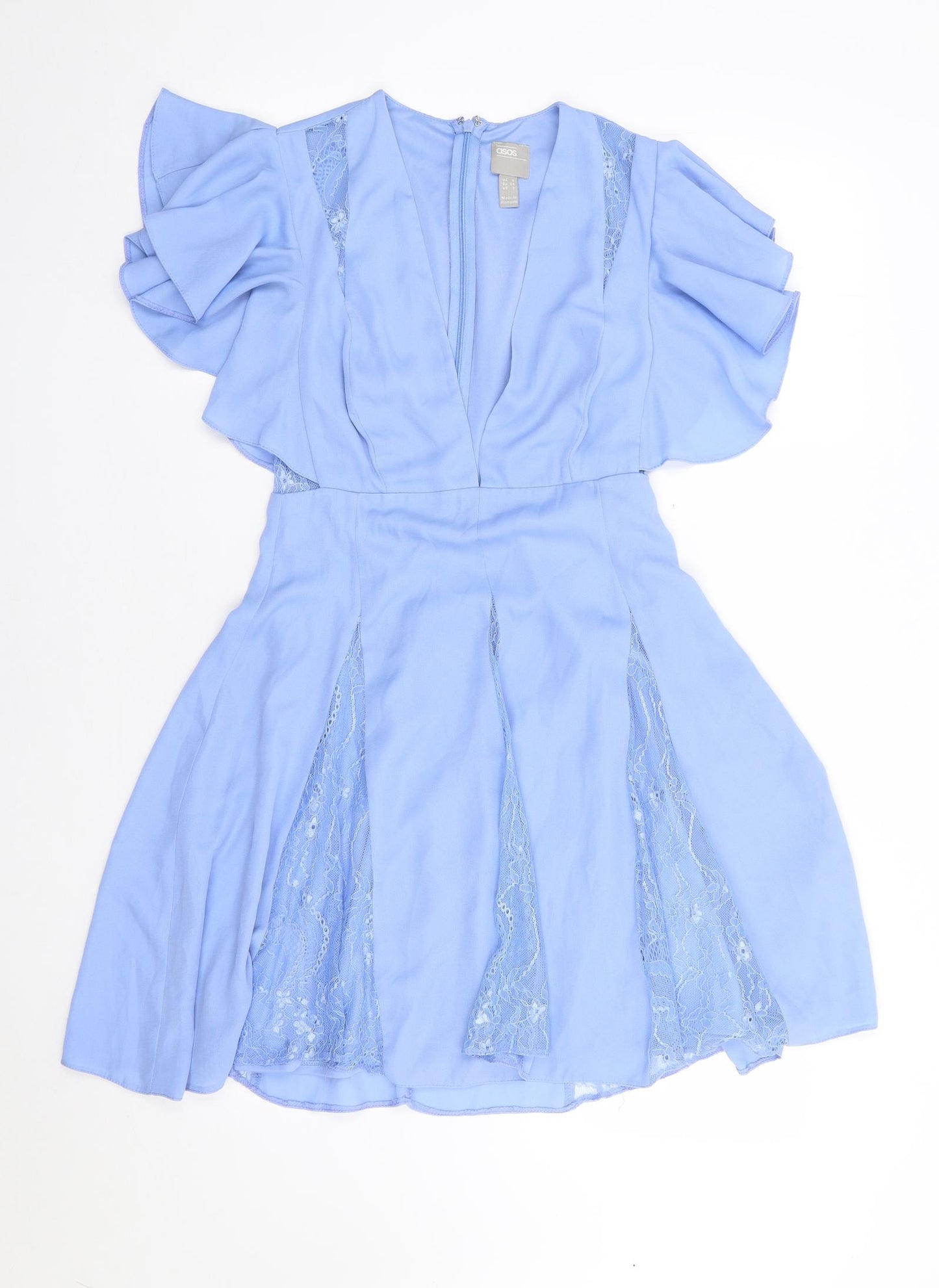 ASOS Womens Blue  Polyester Fit & Flare  Size 6  V-Neck Zip