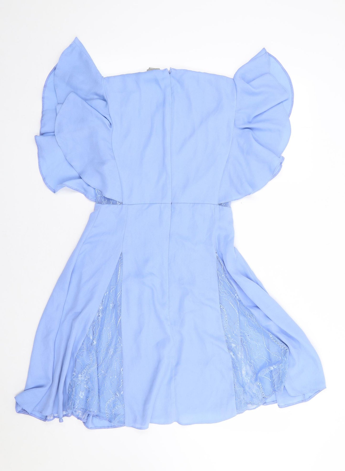 ASOS Womens Blue  Polyester Fit & Flare  Size 6  V-Neck Zip