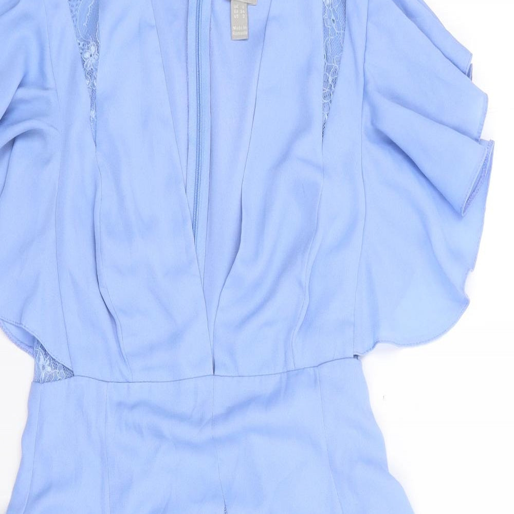 ASOS Womens Blue  Polyester Fit & Flare  Size 6  V-Neck Zip