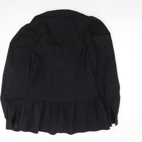 River Island  Womens Black  Polyester Jersey Button-Up Size 8 V-Neck