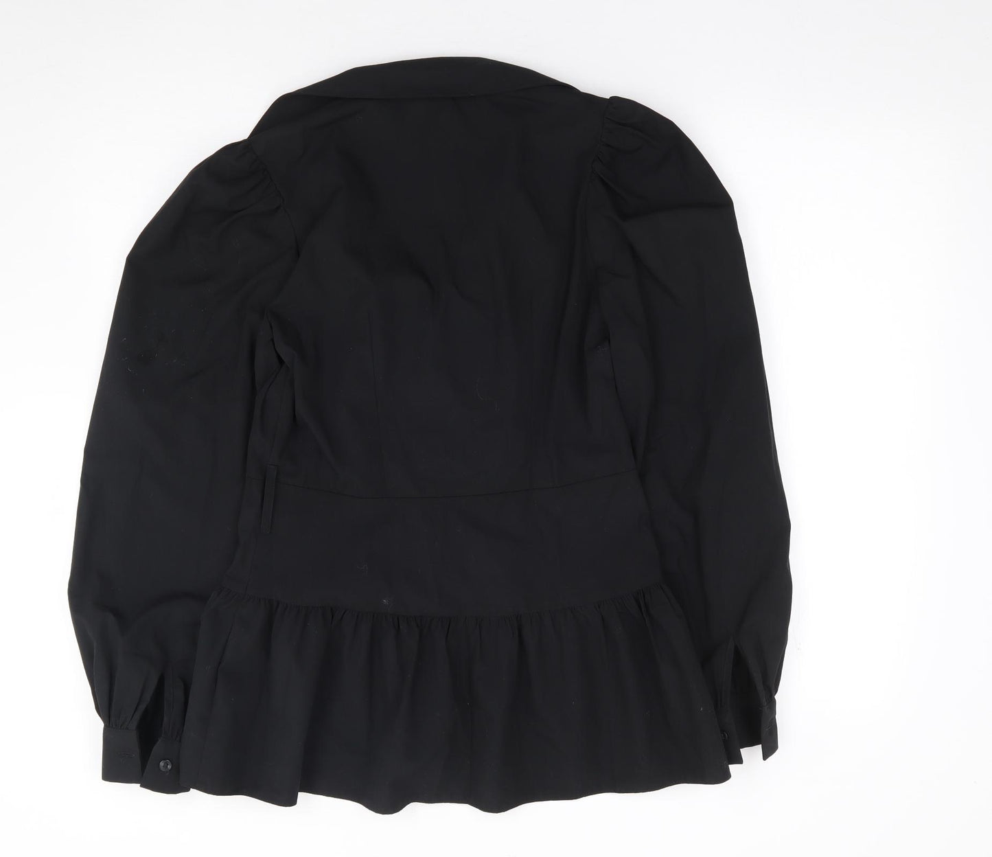 River Island  Womens Black  Polyester Jersey Button-Up Size 8 V-Neck