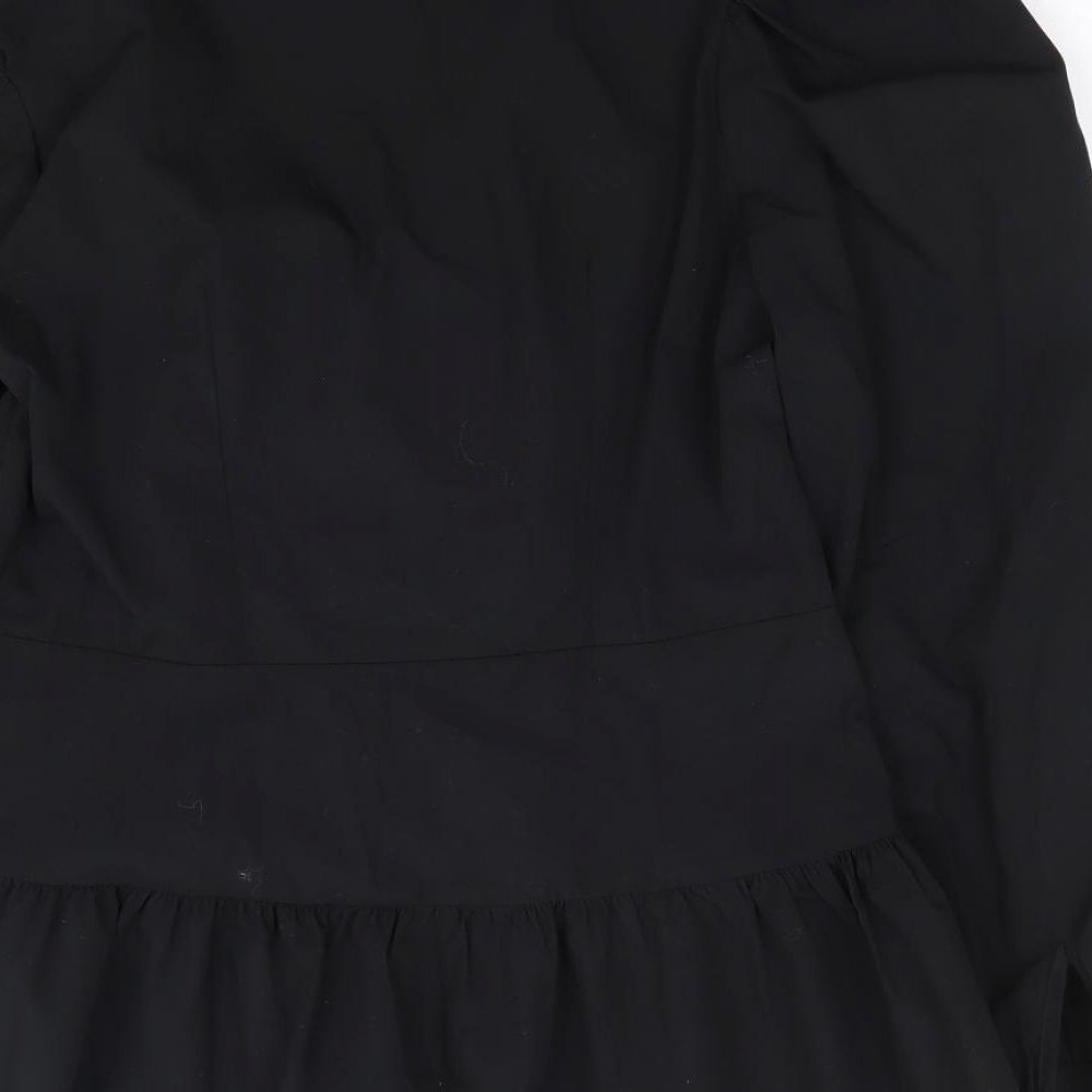 River Island  Womens Black  Polyester Jersey Button-Up Size 8 V-Neck