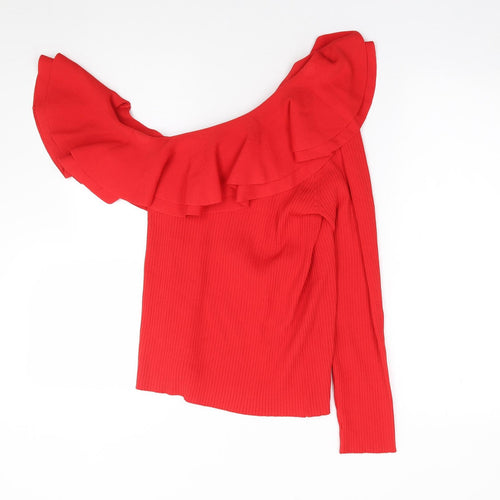 Michelle Keegan Womens Red Scoop Neck  Viscose Pullover Jumper Size 10