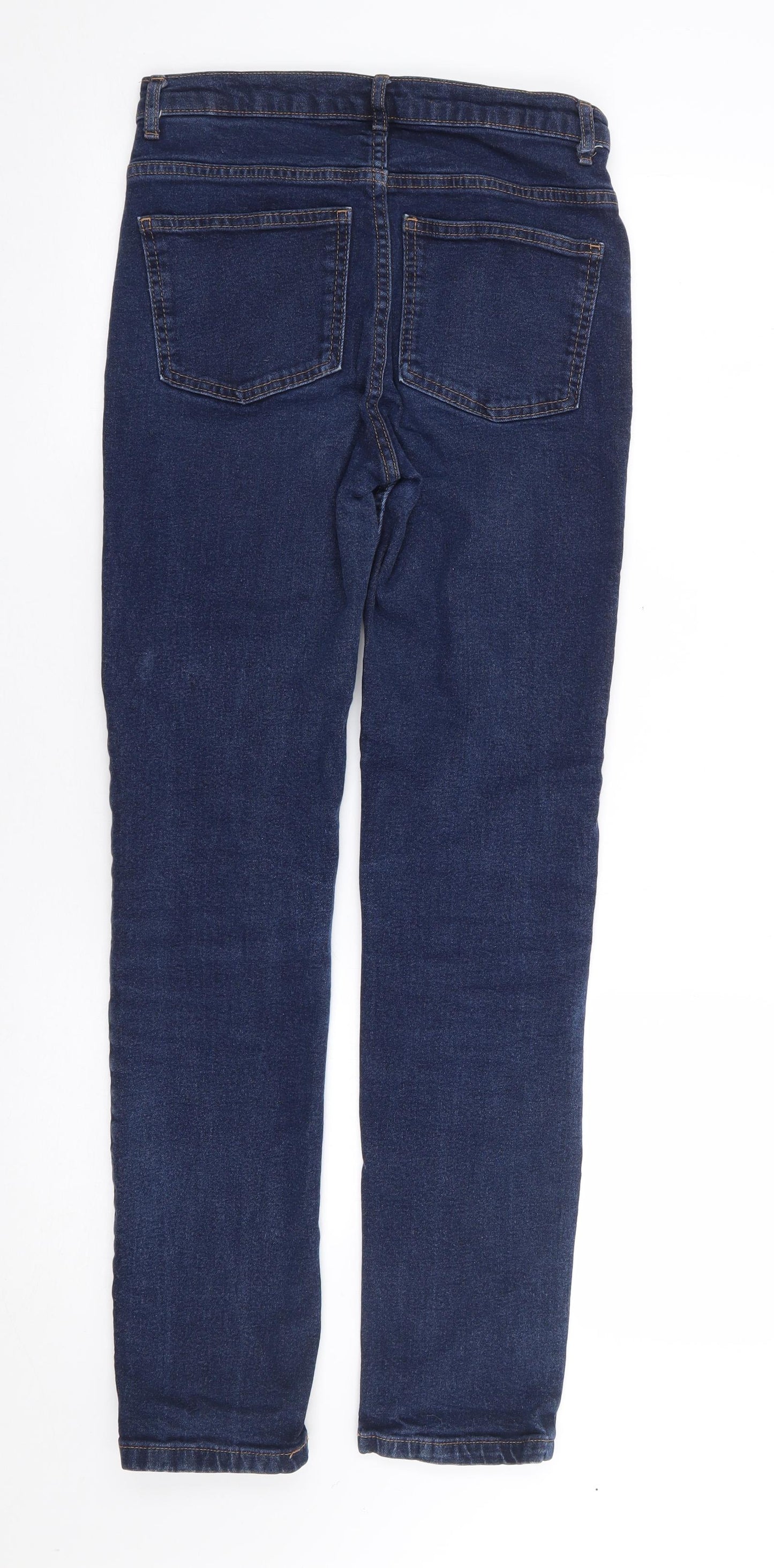 Marks and Spencer Womens Blue  Cotton Straight Jeans Size 8 L29 in Regular Zip