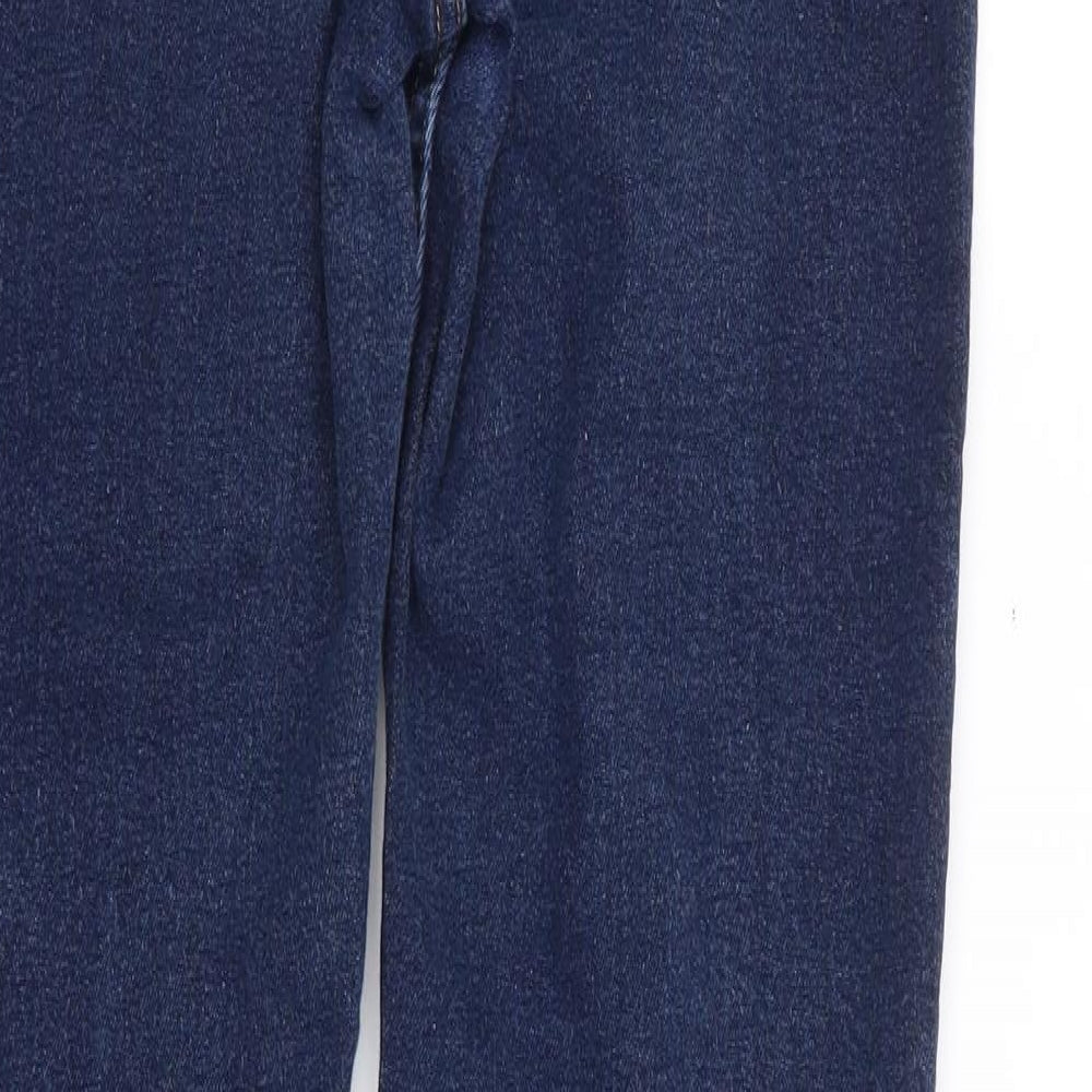 Marks and Spencer Womens Blue  Cotton Straight Jeans Size 8 L29 in Regular Zip