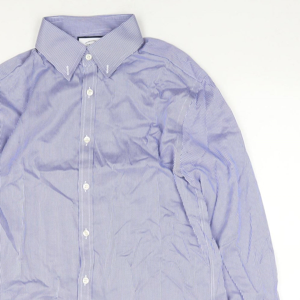 Charles Tyrwhitt Mens Blue Check Cotton  Button-Up Size 39 Collared Button