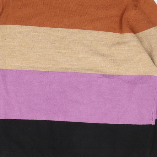 Marks and Spencer Womens Multicoloured Crew Neck Striped Acrylic Pullover Jumper Size 10