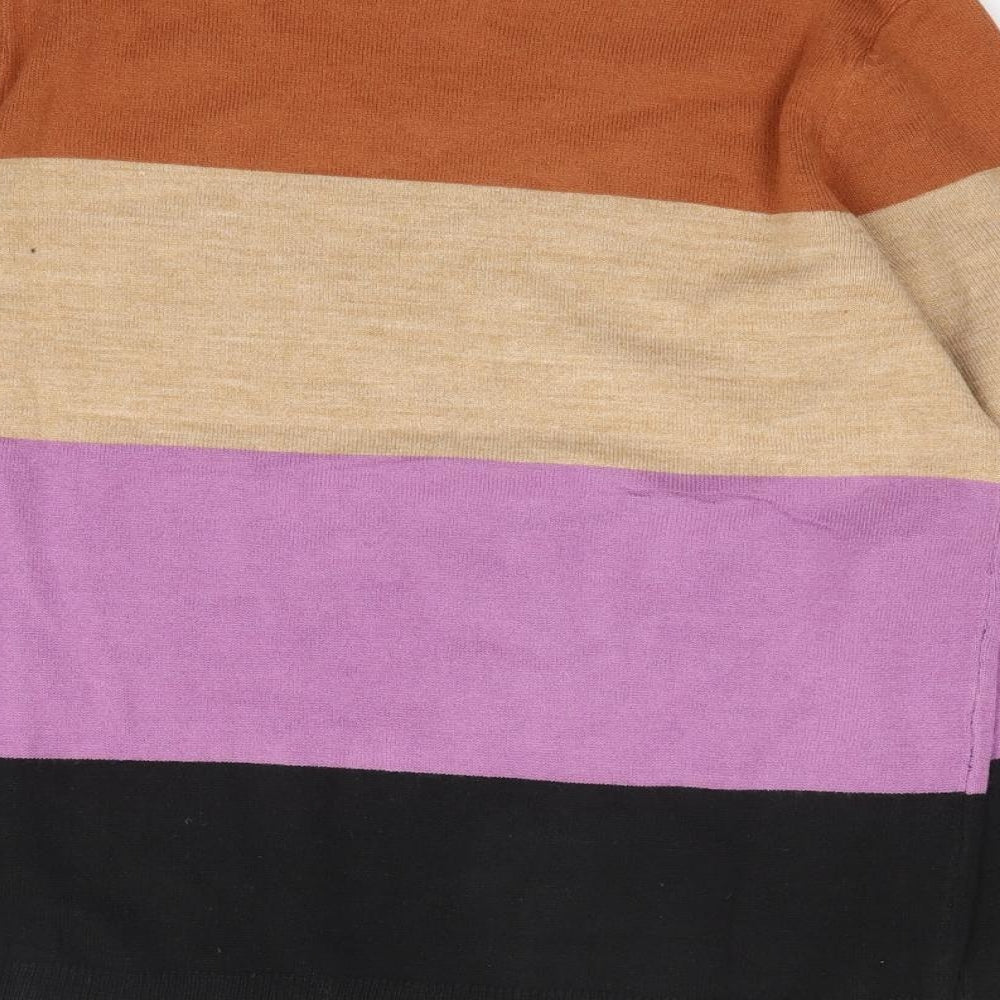 Marks and Spencer Womens Multicoloured Crew Neck Striped Acrylic Pullover Jumper Size 10
