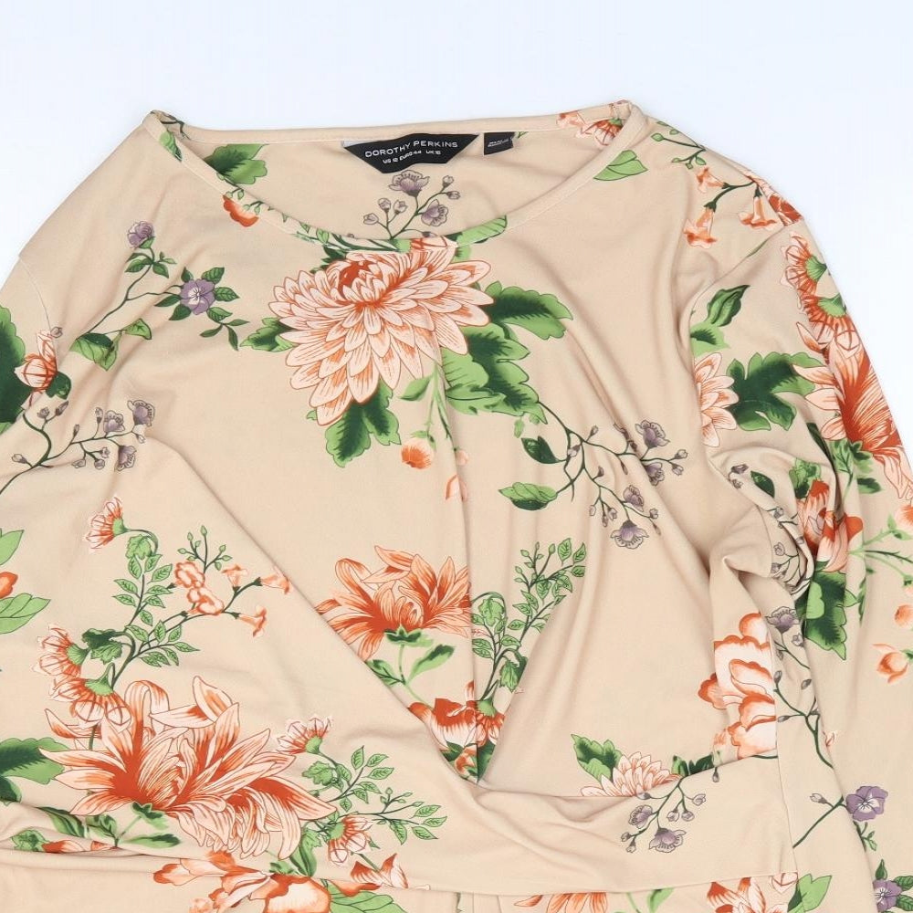Dorothy Perkins Womens Multicoloured Floral Polyester Jersey T-Shirt Size 16 Round Neck