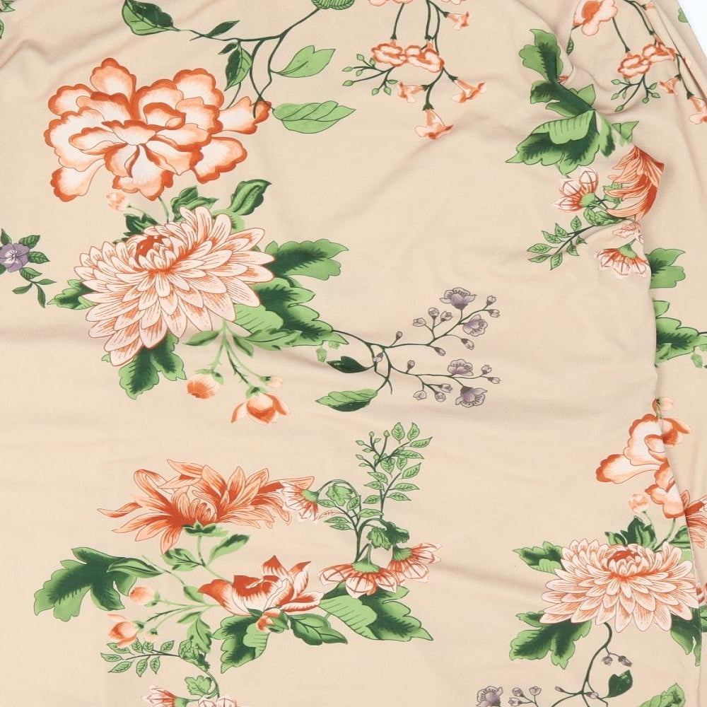 Dorothy Perkins Womens Multicoloured Floral Polyester Jersey T-Shirt Size 16 Round Neck