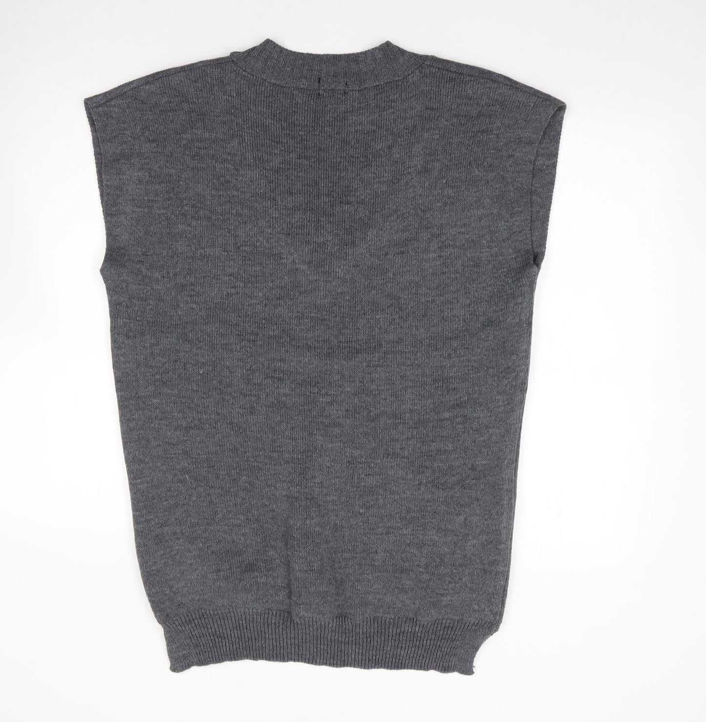 Chemistry Womens Grey V-Neck  Acrylic Vest Jumper Size L