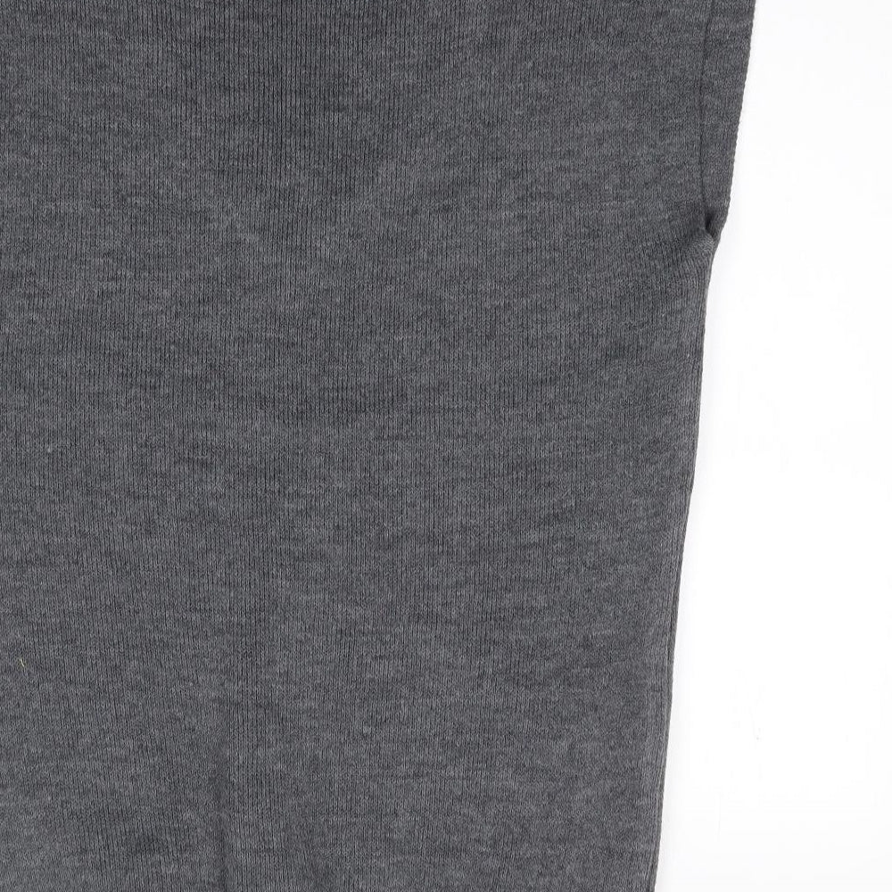 Chemistry Womens Grey V-Neck  Acrylic Vest Jumper Size L