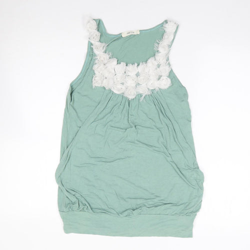 Love Culture Womens Green  Polyester Jersey Tank Size S Round Neck