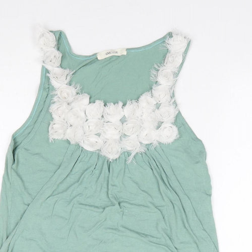 Love Culture Womens Green  Polyester Jersey Tank Size S Round Neck