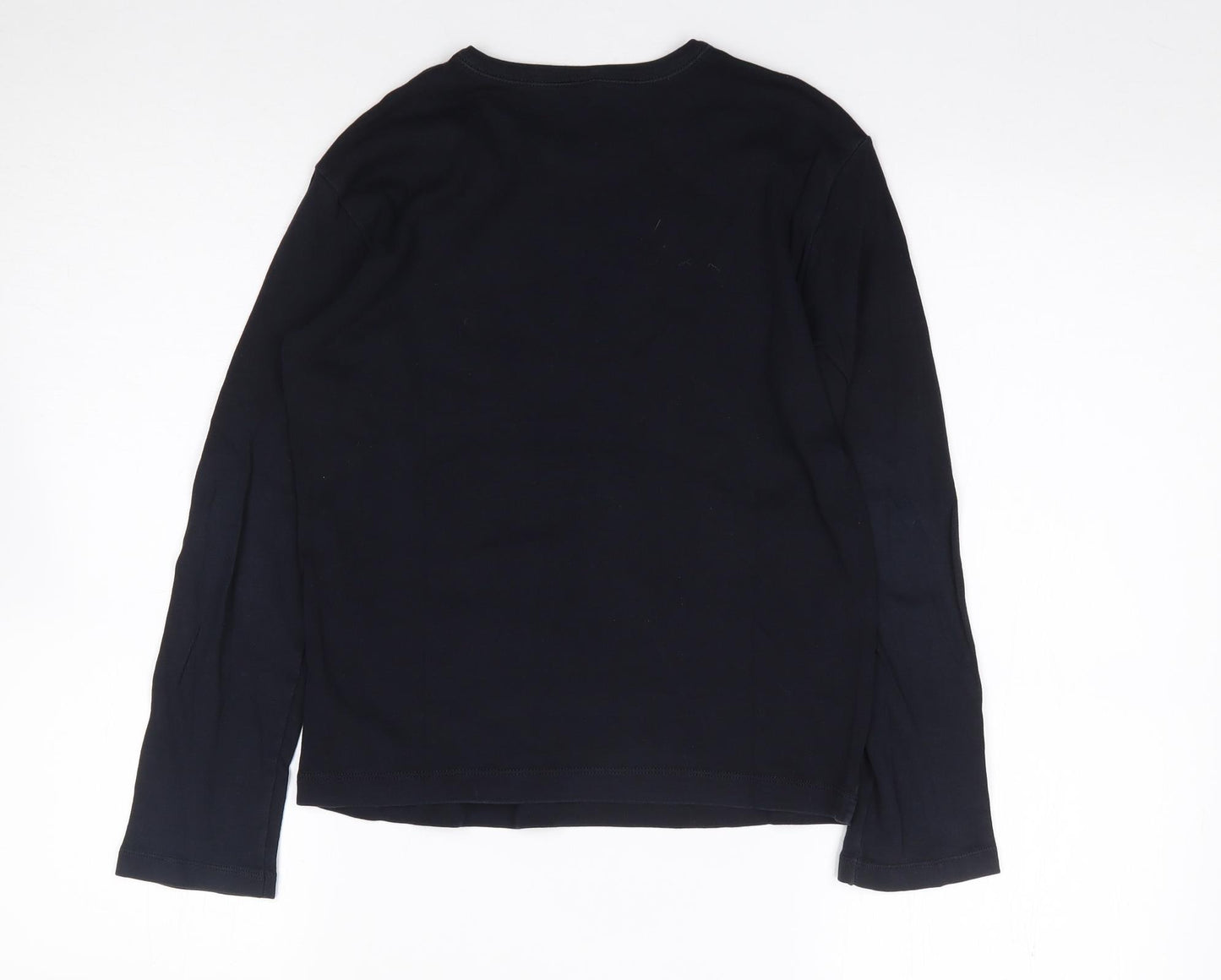 United Colours of Benetton Boys Black  100% Cotton Jersey T-Shirt Size 8-9 Years Crew Neck Pullover