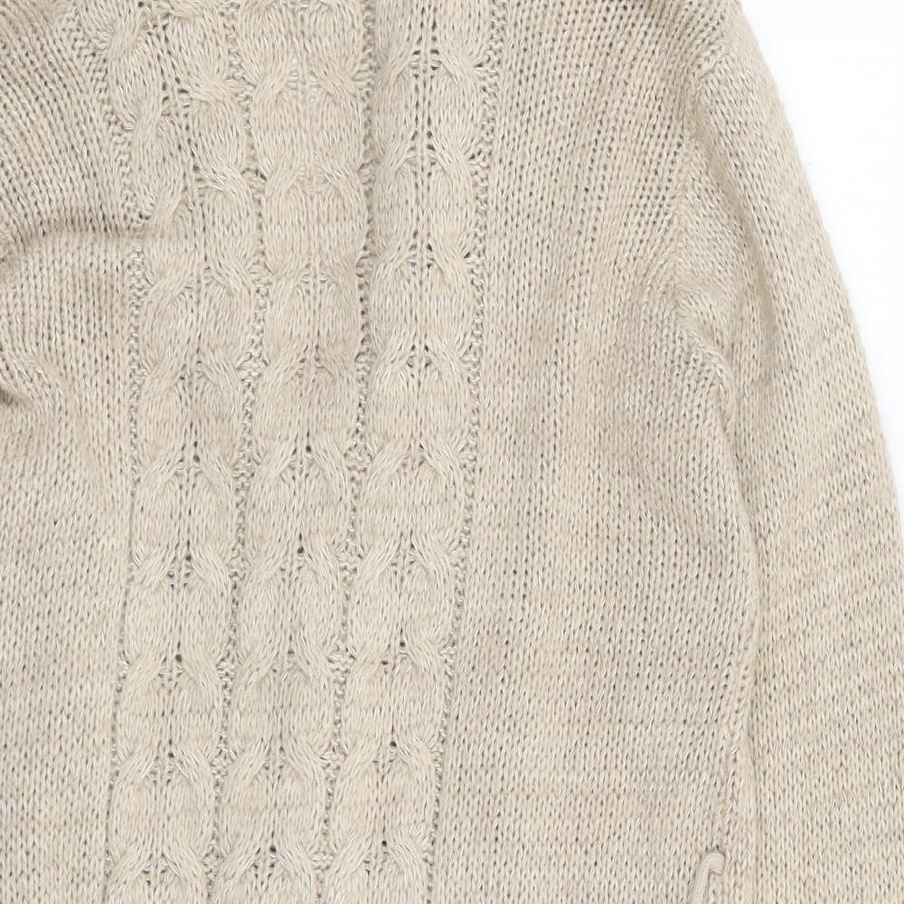 Be Beau Womens Beige V-Neck  Acrylic Cardigan Jumper Size 12