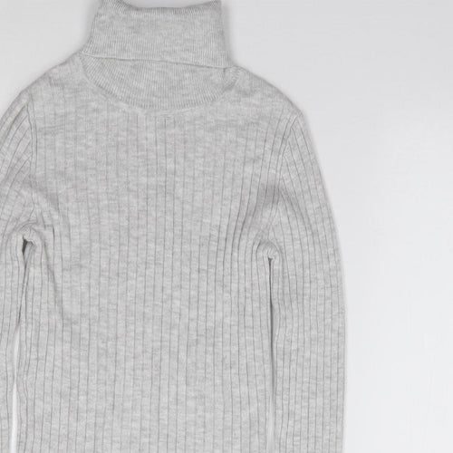 Primark Girls Grey Roll Neck  Viscose Pullover Jumper Size 10-11 Years  Pullover - Ribbed