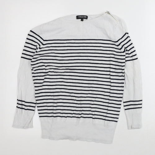 Debenhams Womens White Striped Viscose Pullover Sweatshirt Size 14
