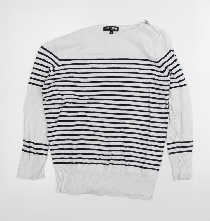 Debenhams Womens White Striped Viscose Pullover Sweatshirt Size 14