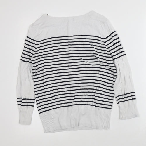 Debenhams Womens White Striped Viscose Pullover Sweatshirt Size 14