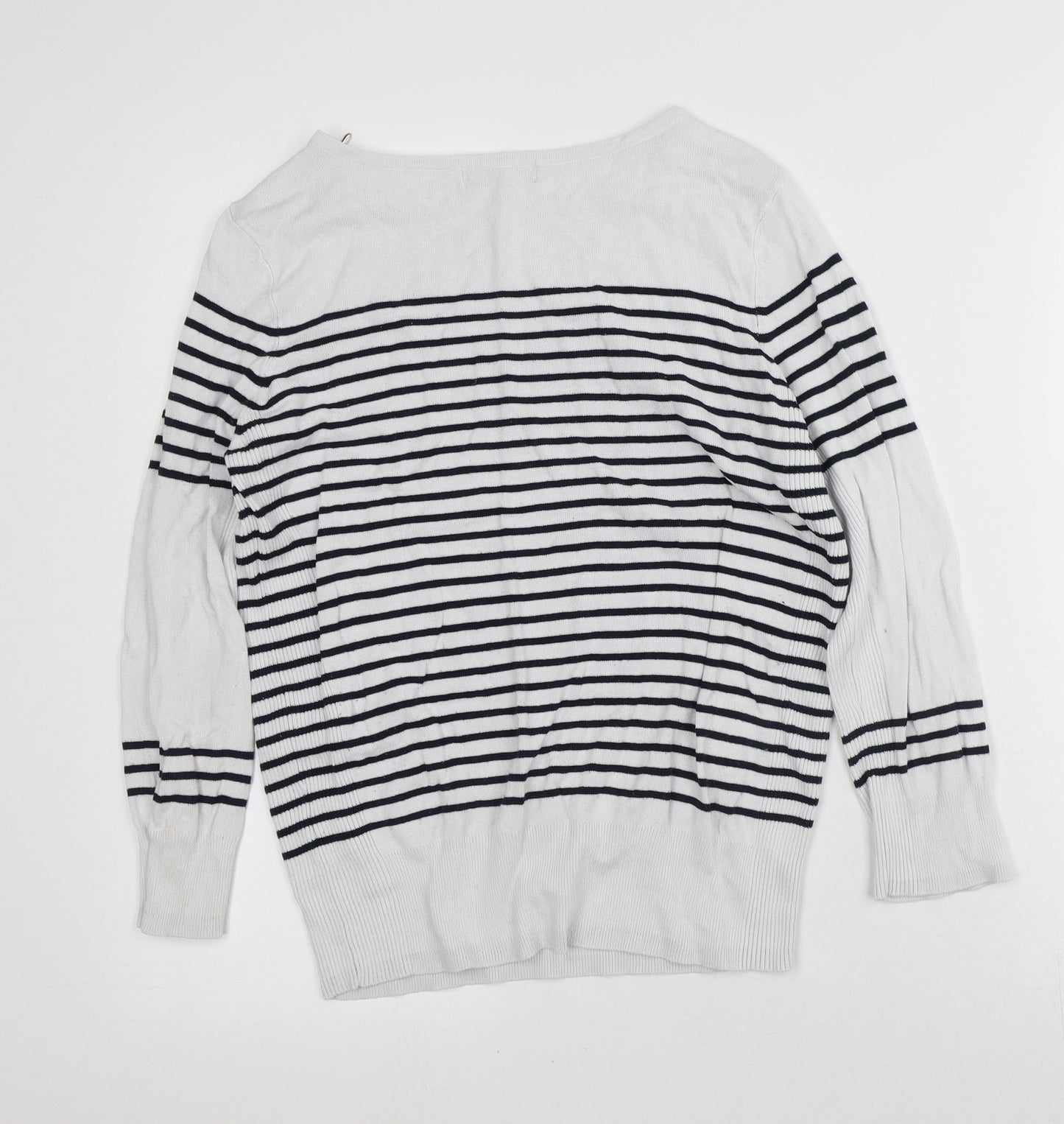 Debenhams Womens White Striped Viscose Pullover Sweatshirt Size 14