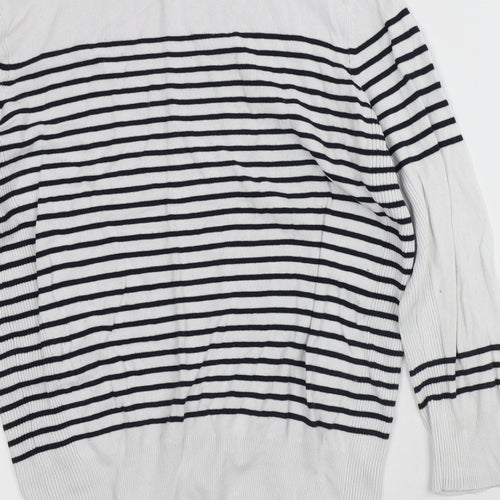 Debenhams Womens White Striped Viscose Pullover Sweatshirt Size 14