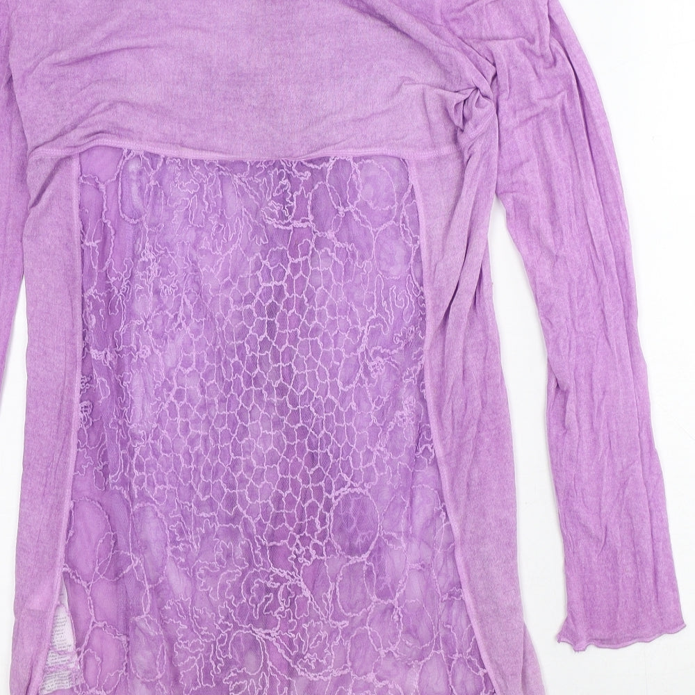 Elisa Cavaletti Womens Purple Round Neck Geometric Polyester Cardigan Jumper Size L