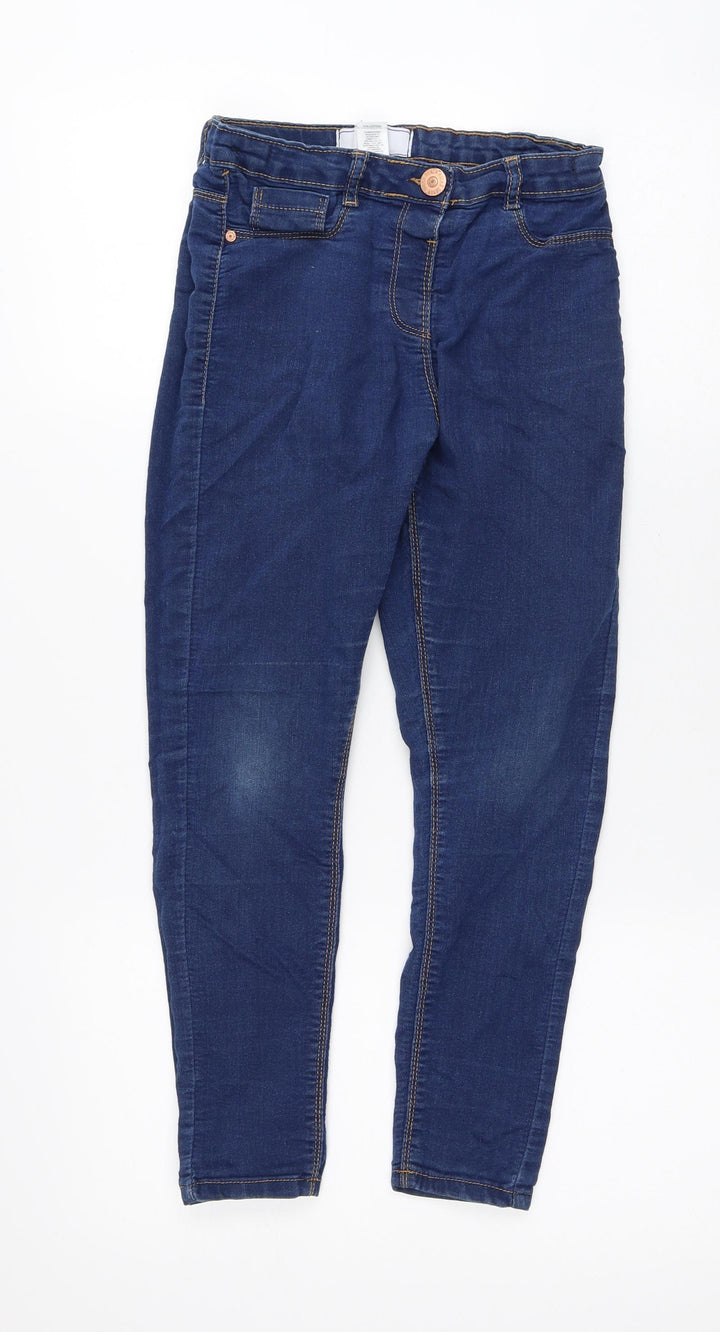 Dunnes Stores Girls Blue Cotton Tapered Jeans Size 9-10 Years Regular
