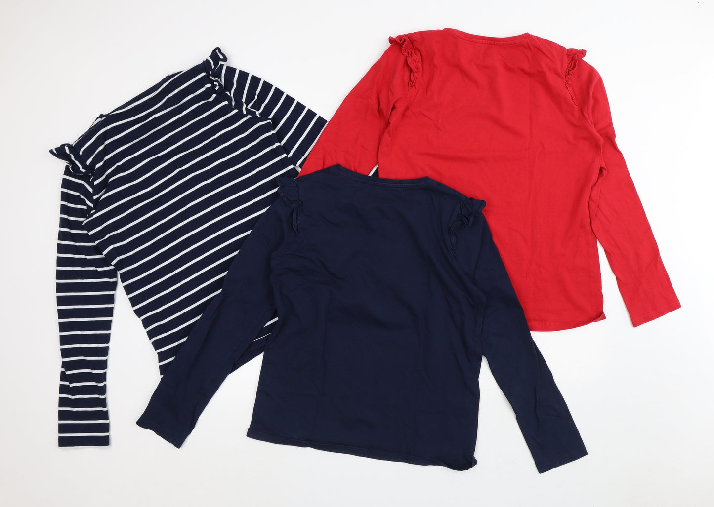 F&F Girls Multicoloured  100% Cotton Pullover Blouse Size 13-14 Years Crew Neck  - 3 Piece Set