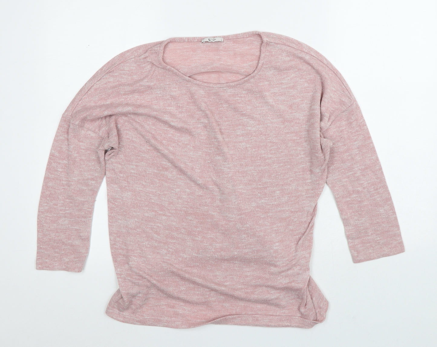 TU Womens Pink Geometric Polyester Basic T-Shirt Size 12 Round Neck