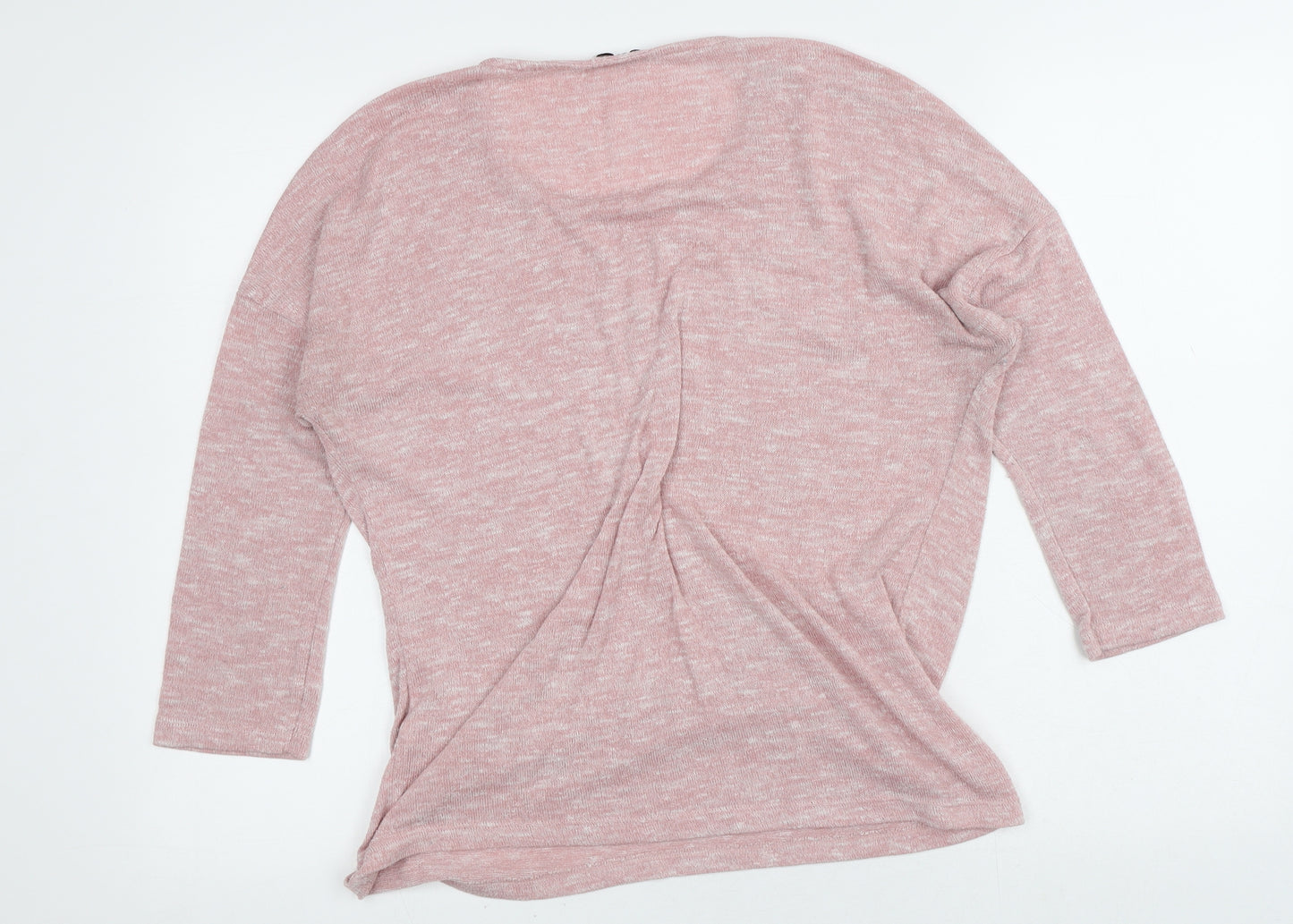TU Womens Pink Geometric Polyester Basic T-Shirt Size 12 Round Neck