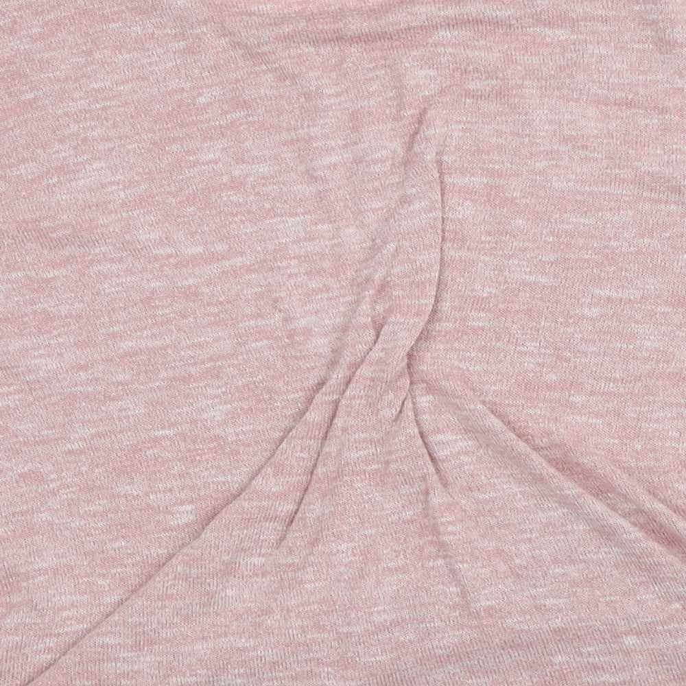 TU Womens Pink Geometric Polyester Basic T-Shirt Size 12 Round Neck