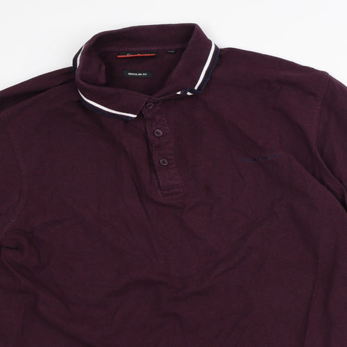 Pierre Cardin Mens Purple Striped 100% Cotton  Polo Size 2XL Collared